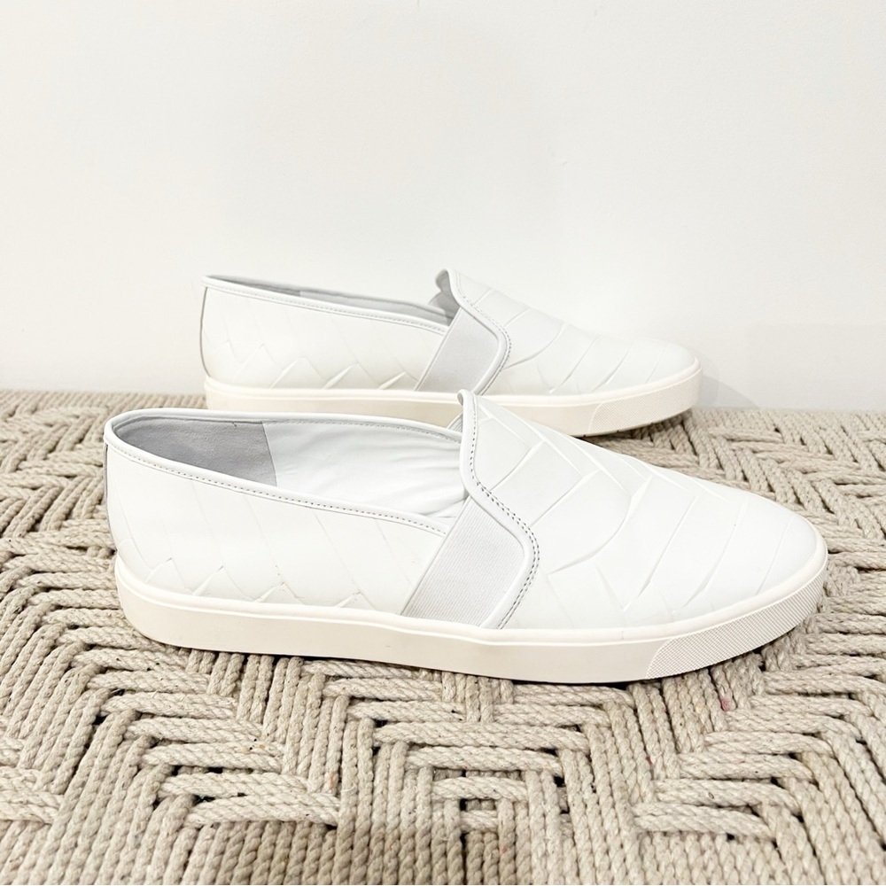 VINCE White Leather Woven Textured Womens Slip On Platform Sneakers size US 11 - Picture 3 of 9